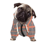 Blue Beige And Orange Glen Plaid Print Dog Zip Up Hoodie