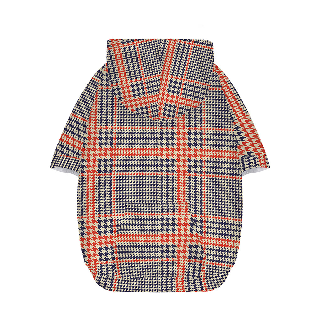 Blue Beige And Orange Glen Plaid Print Dog Zip Up Hoodie