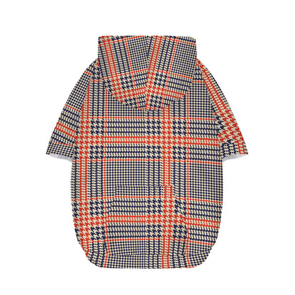 Blue Beige And Orange Glen Plaid Print Dog Zip Up Hoodie