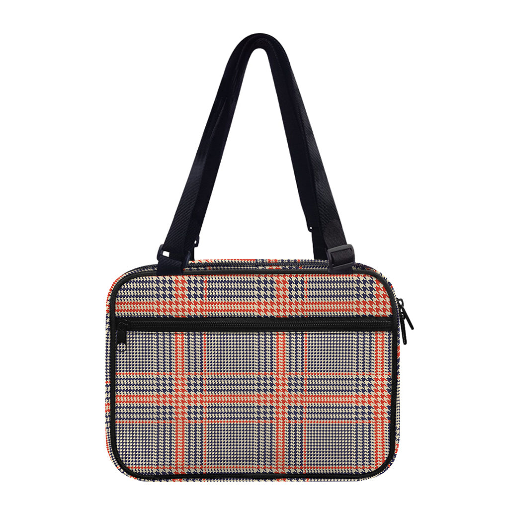 Blue Beige And Orange Glen Plaid Print Double Strap Bible Bag