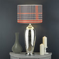 Blue Beige And Orange Glen Plaid Print Drum Lamp Shade