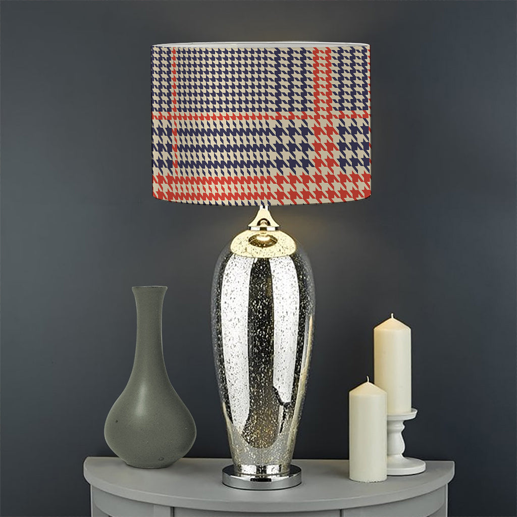 Blue Beige And Orange Glen Plaid Print Drum Lamp Shade