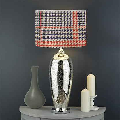 Blue Beige And Orange Glen Plaid Print Drum Lamp Shade