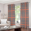Blue Beige And Orange Glen Plaid Print Extra Wide Grommet Curtains