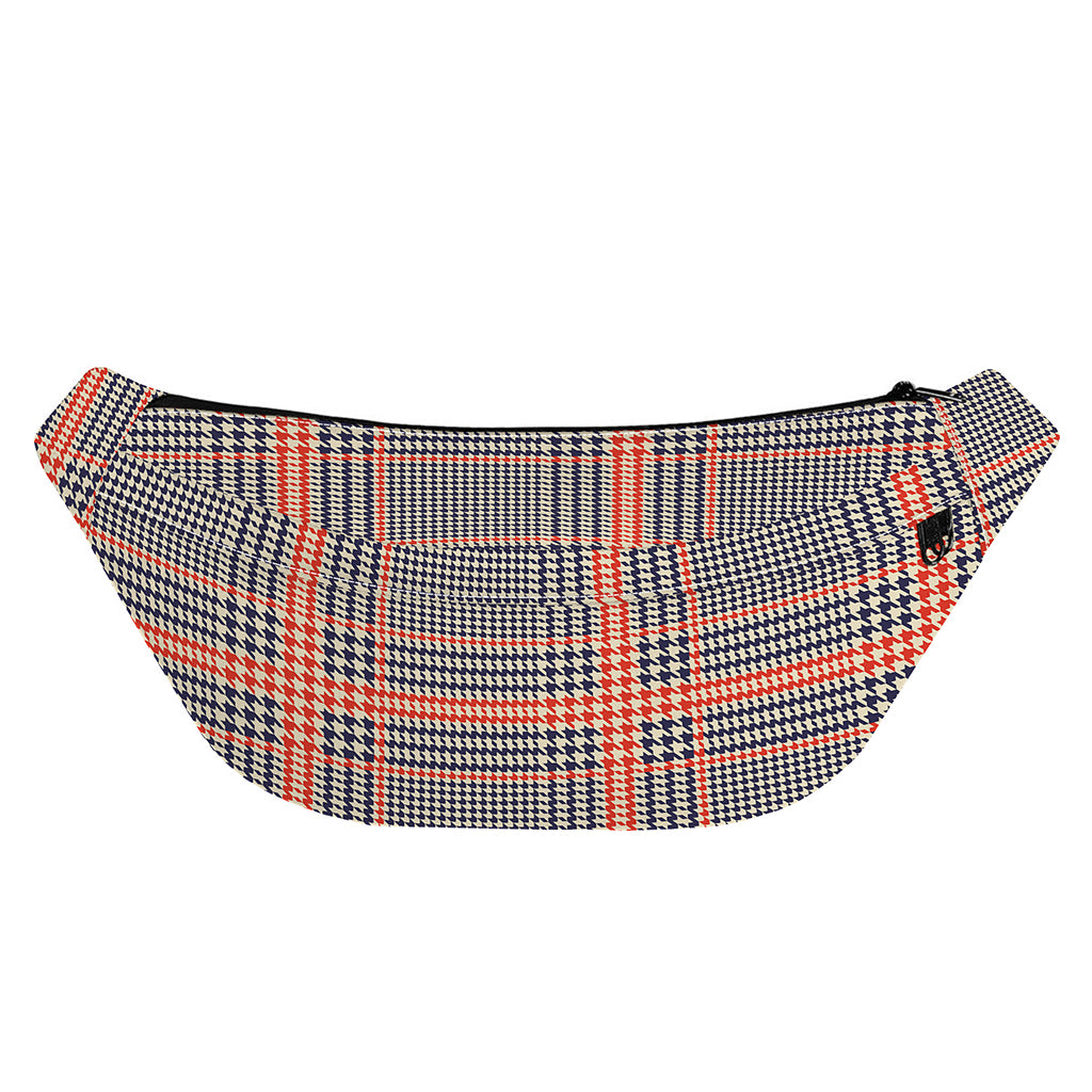 Blue Beige And Orange Glen Plaid Print Fanny Pack