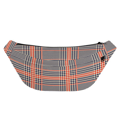 Blue Beige And Orange Glen Plaid Print Fanny Pack