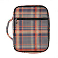 Blue Beige And Orange Glen Plaid Print Front Pocket Bible Bag