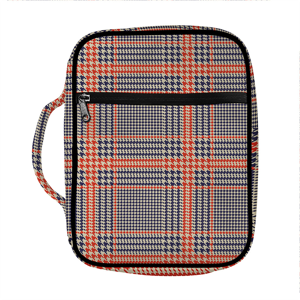Blue Beige And Orange Glen Plaid Print Front Pocket Bible Bag