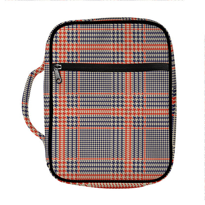 Blue Beige And Orange Glen Plaid Print Front Pocket Bible Bag