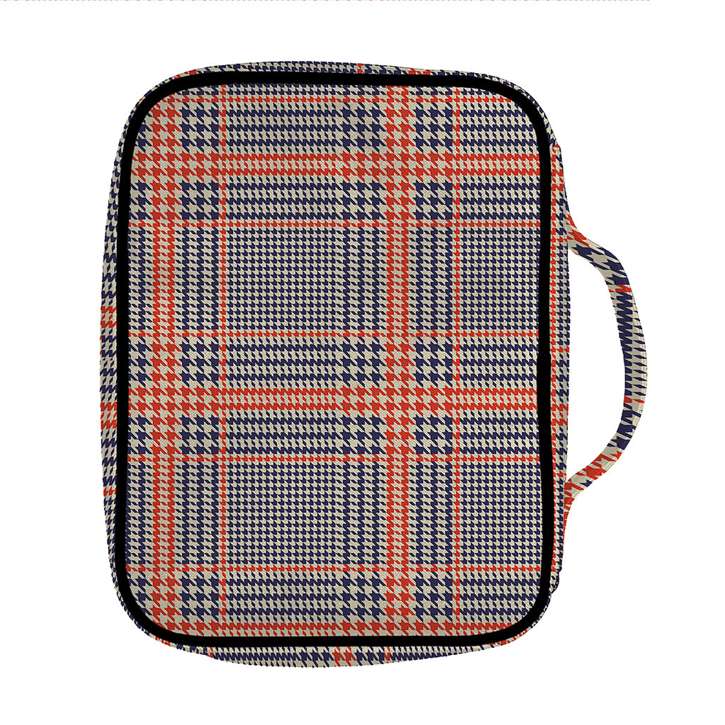 Blue Beige And Orange Glen Plaid Print Front Pocket Bible Bag