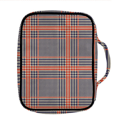 Blue Beige And Orange Glen Plaid Print Front Pocket Bible Bag