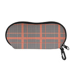 Blue Beige And Orange Glen Plaid Print Glasses Case