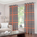 Blue Beige And Orange Glen Plaid Print Grommet Curtains
