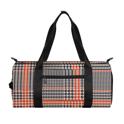 Blue Beige And Orange Glen Plaid Print Gym Bag