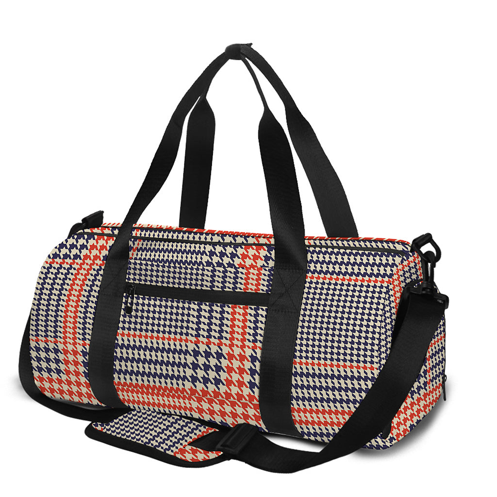 Blue Beige And Orange Glen Plaid Print Gym Bag