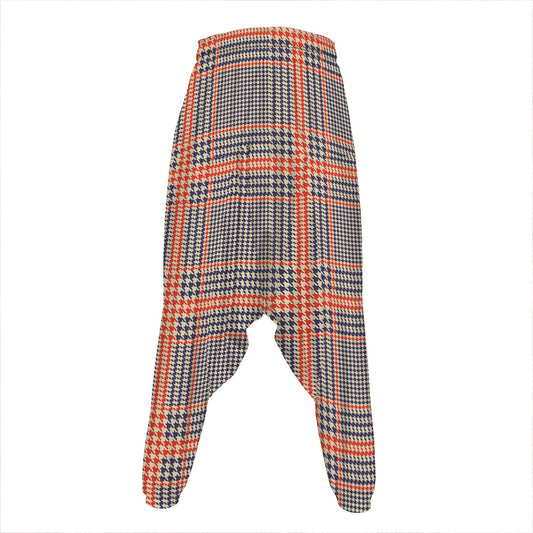 Blue Beige And Orange Glen Plaid Print Hammer Pants