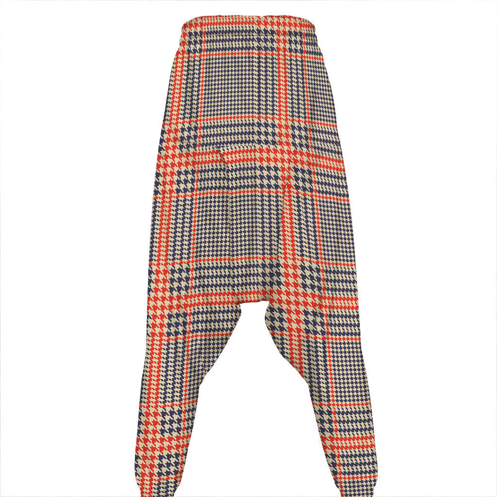 Blue Beige And Orange Glen Plaid Print Hammer Pants