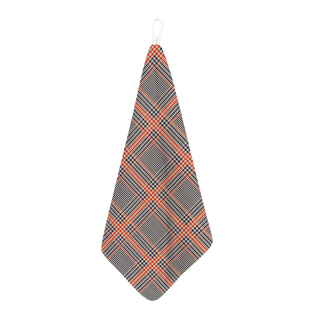 Blue Beige And Orange Glen Plaid Print Hand Towel