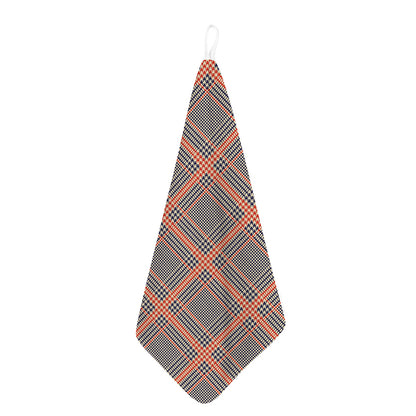 Blue Beige And Orange Glen Plaid Print Hand Towel