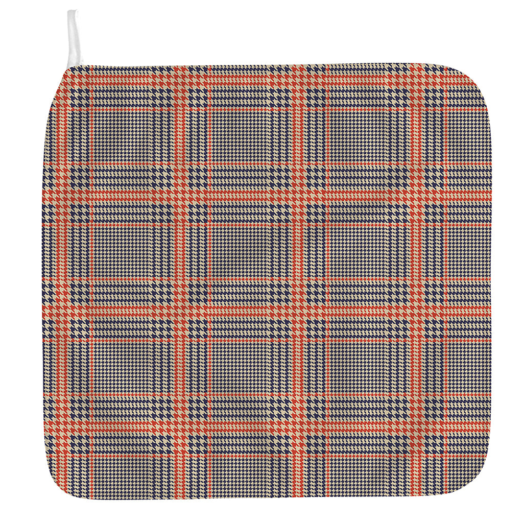 Blue Beige And Orange Glen Plaid Print Hand Towel