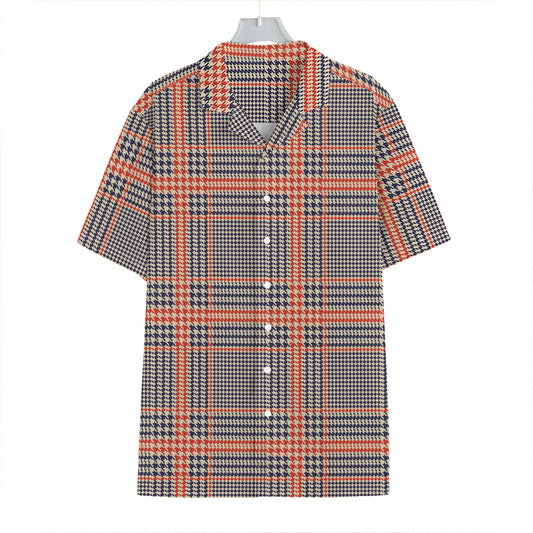 Blue Beige And Orange Glen Plaid Print Hawaiian Shirt