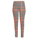 Blue Beige And Orange Glen Plaid Print High-Waisted Pocket Leggings
