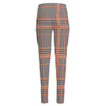 Blue Beige And Orange Glen Plaid Print High-Waisted Pocket Leggings