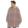 Blue Beige And Orange Glen Plaid Print Hoodie Blanket