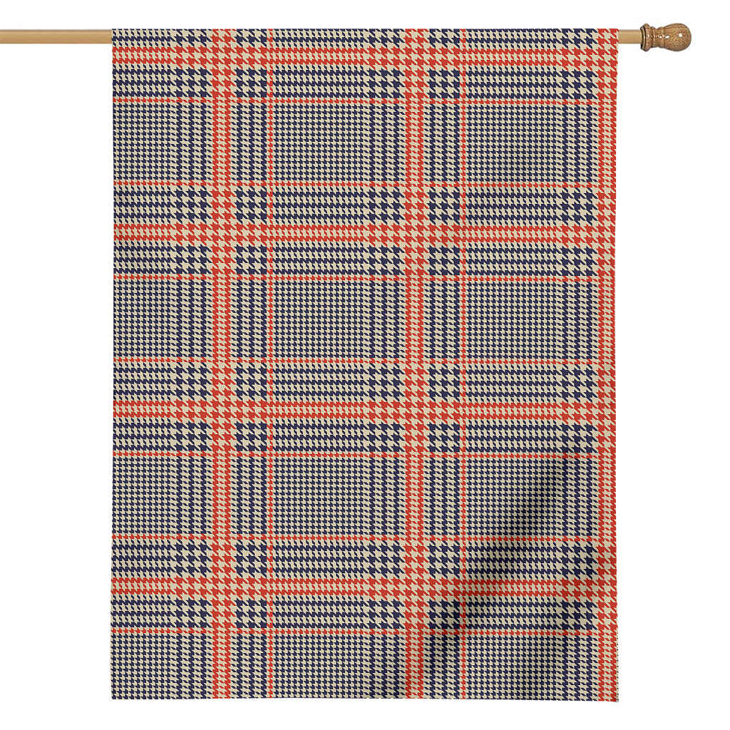 Blue Beige And Orange Glen Plaid Print House Flag