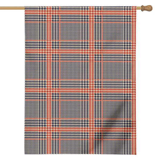 Blue Beige And Orange Glen Plaid Print House Flag
