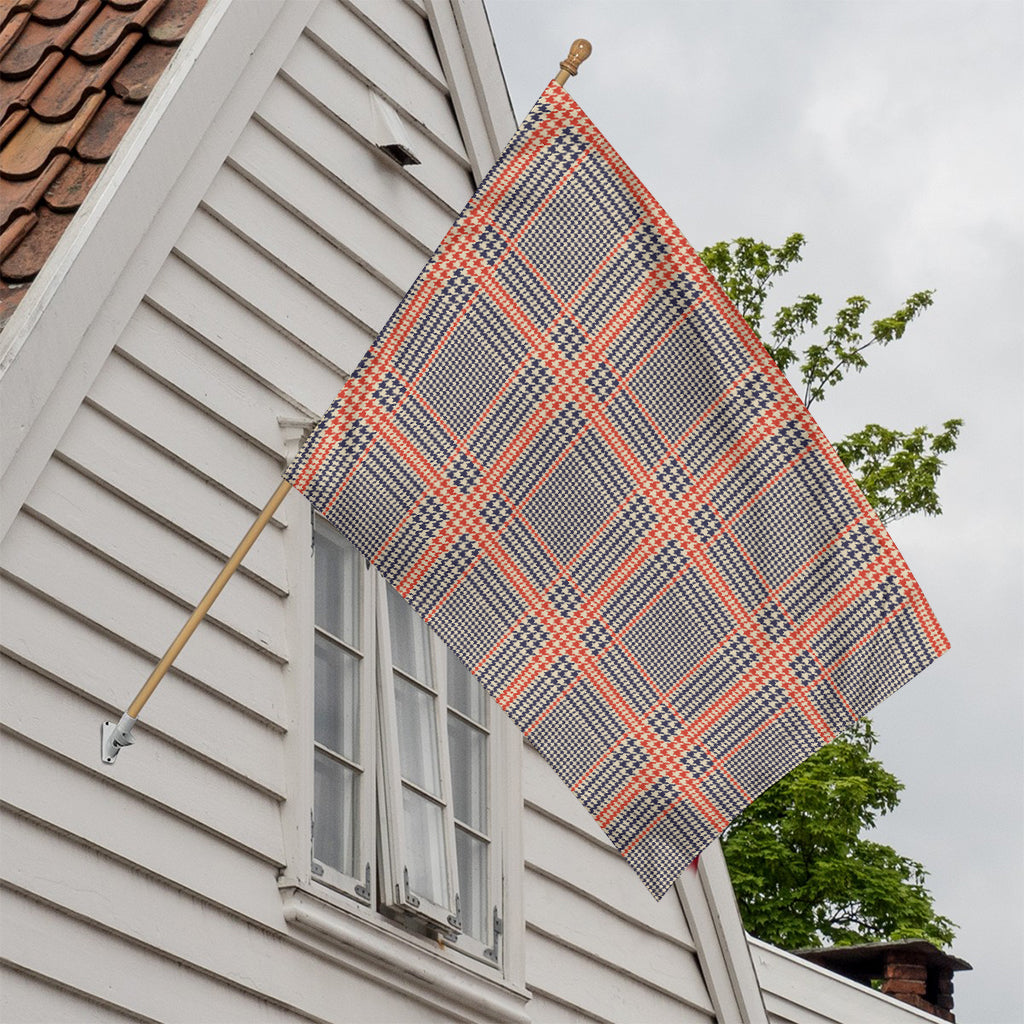 Blue Beige And Orange Glen Plaid Print House Flag