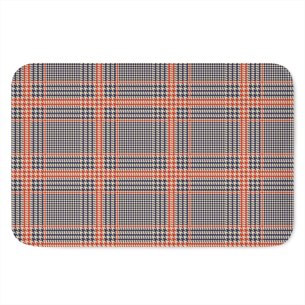Blue Beige And Orange Glen Plaid Print Indoor Door Mat