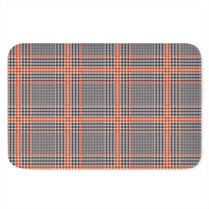 Blue Beige And Orange Glen Plaid Print Indoor Door Mat