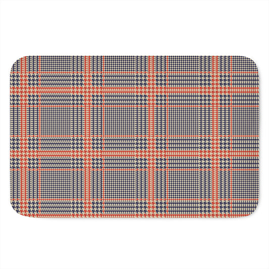 Blue Beige And Orange Glen Plaid Print Indoor Door Mat