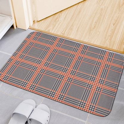 Blue Beige And Orange Glen Plaid Print Indoor Door Mat