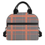 Blue Beige And Orange Glen Plaid Print Insulated Lunch Bag