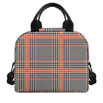 Blue Beige And Orange Glen Plaid Print Insulated Lunch Bag
