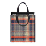 Blue Beige And Orange Glen Plaid Print Insulated Lunch Tote