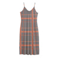 Blue Beige And Orange Glen Plaid Print Jersey Midi Cami Dress