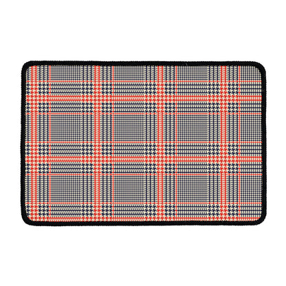 Blue Beige And Orange Glen Plaid Print Kitchen Mat