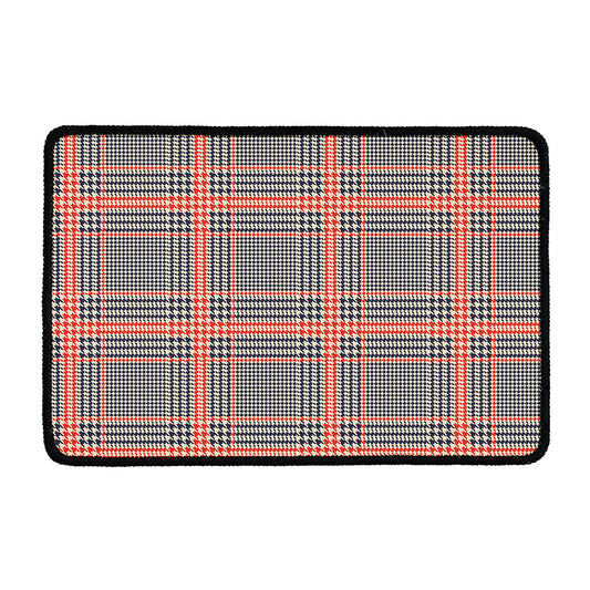 Blue Beige And Orange Glen Plaid Print Kitchen Mat