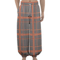 Blue Beige And Orange Glen Plaid Print Lantern Pants