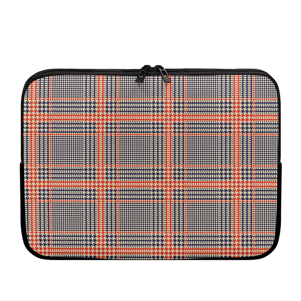 Blue Beige And Orange Glen Plaid Print Laptop Sleeve
