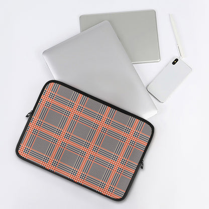 Blue Beige And Orange Glen Plaid Print Laptop Sleeve