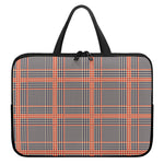 Blue Beige And Orange Glen Plaid Print Laptop Sleeve With Handle