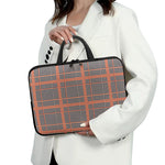 Blue Beige And Orange Glen Plaid Print Laptop Sleeve With Handle