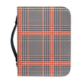 Blue Beige And Orange Glen Plaid Print Leather Bible Cover