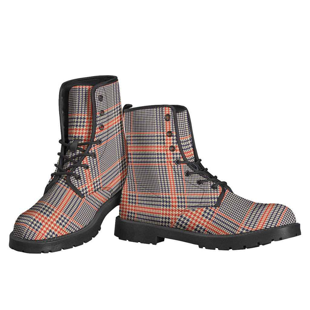 Blue Beige And Orange Glen Plaid Print Backpack