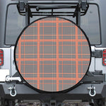 Blue Beige And Orange Glen Plaid Print Leather Spare Tire Cover