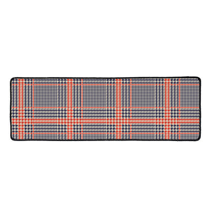 Blue Beige And Orange Glen Plaid Print Long Kitchen Mat